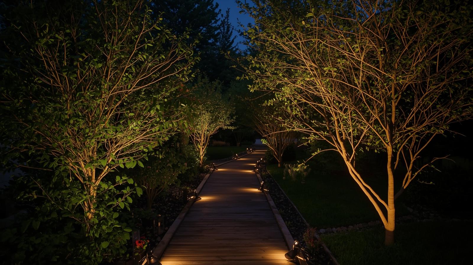 Bahçe yürüyüş yolu ve aydınlatma